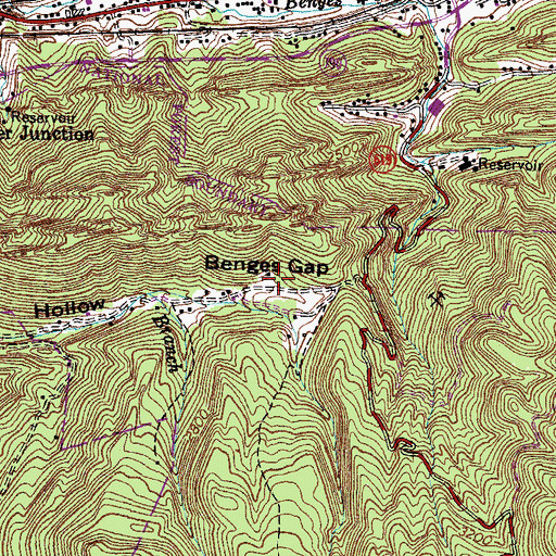 Topographic Map of Benges Gap, VA