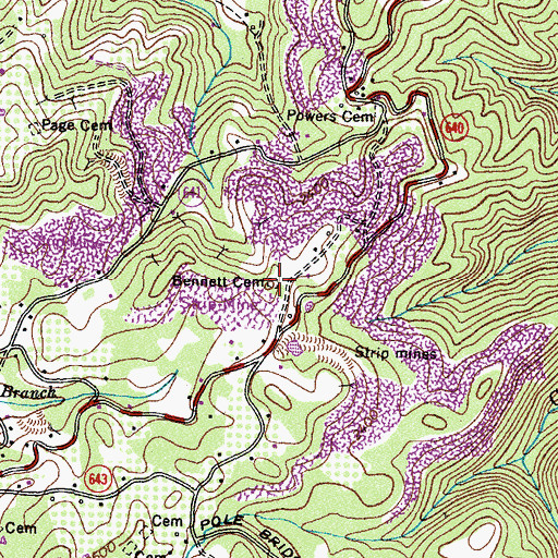 Topographic Map of Bennett Cemetery, VA