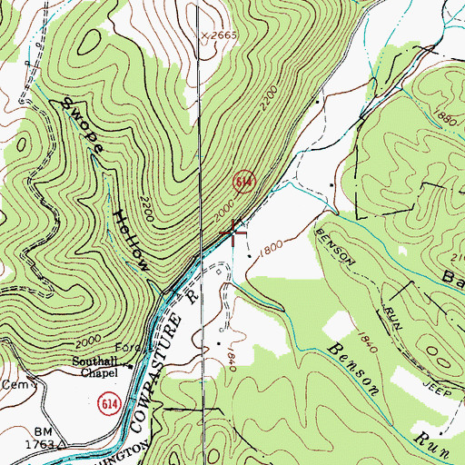 Topographic Map of Benson Run, VA