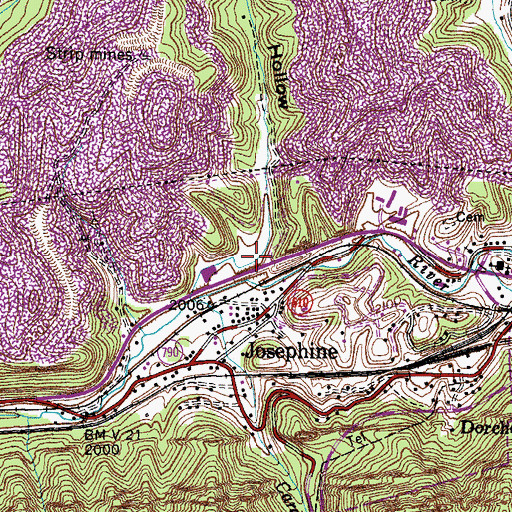 Topographic Map of Bentley Hollow, VA