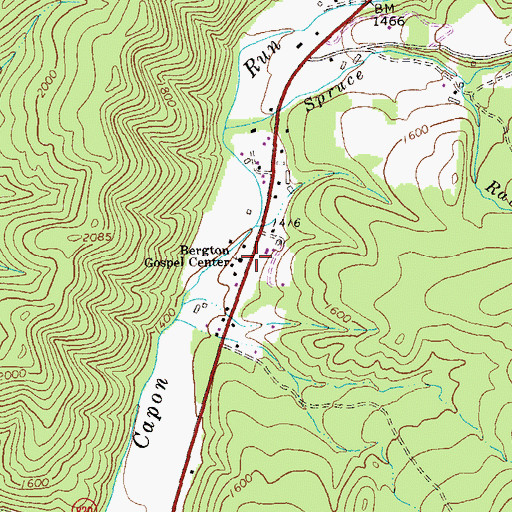 Topographic Map of Bergton Gospel Center, VA