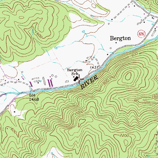 Topographic Map of Bergton Elementary School, VA