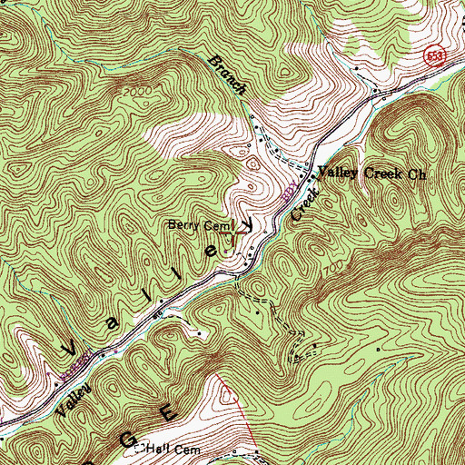 Topographic Map of Berry Cemetery, VA