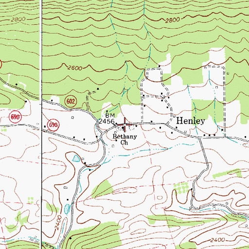 Topographic Map of Bethany Church, VA