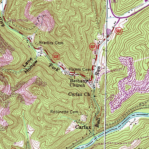 Topographic Map of Bethany Church, VA