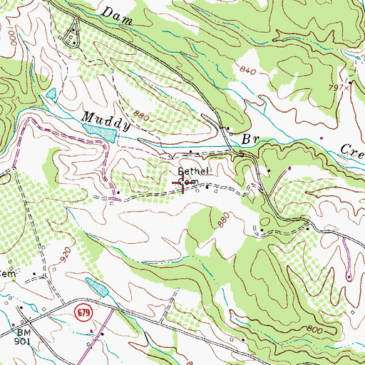 Topographic Map of Bethel Cemetery, VA