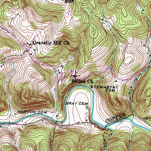 Topographic Map of Bethel Church, VA