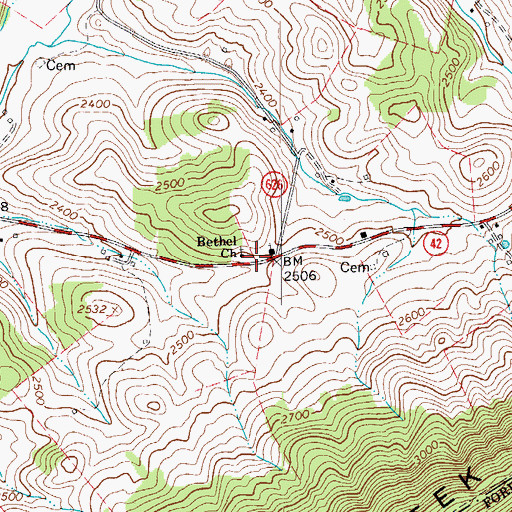 Topographic Map of Bethel Church, VA