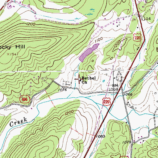 Topographic Map of Bethel Church, VA