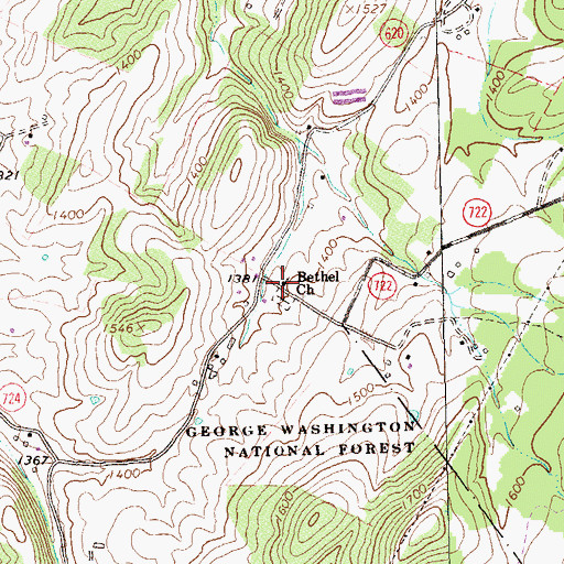 Topographic Map of Bethel Church, VA