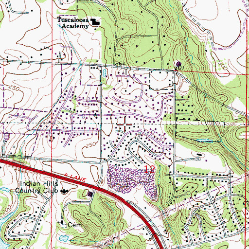 Topographic Map of Fox Run, AL