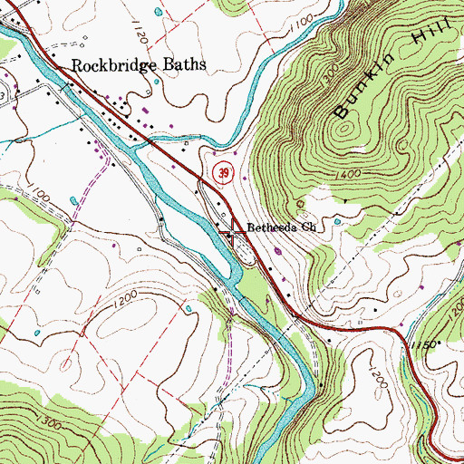 Topographic Map of Bethesda Presbyterian Church, VA