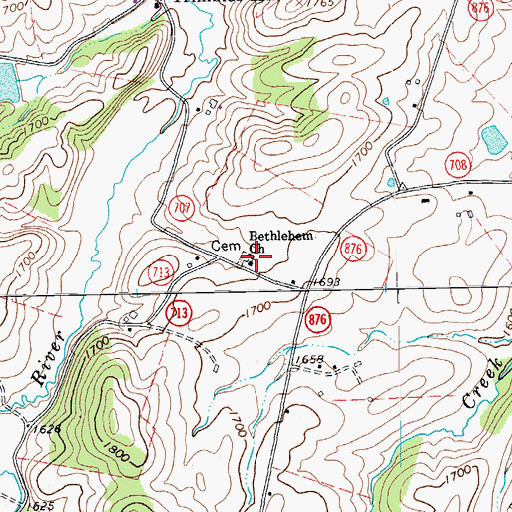 Topographic Map of Bethlehem Church, VA