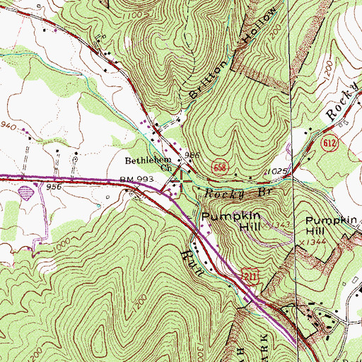 Topographic Map of Bethlehem Church, VA