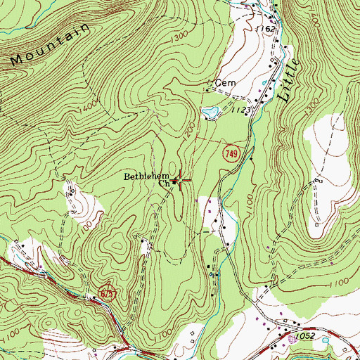 Topographic Map of Bethlehem Church, VA