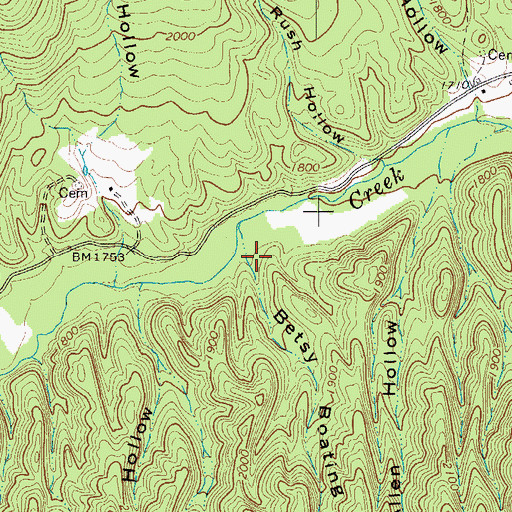 Topographic Map of Betsy Boating Hollow, VA