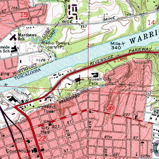 Topographic Map of Tuscaloosa Public Library, AL