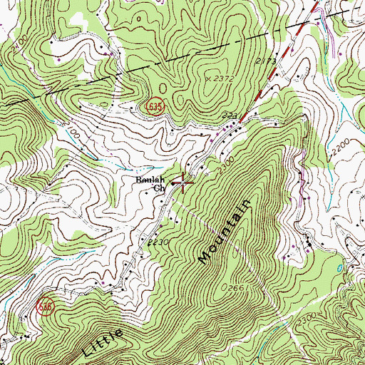 Topographic Map of Beulah Church, VA