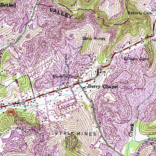 Topographic Map of Beverly Cemetery, VA