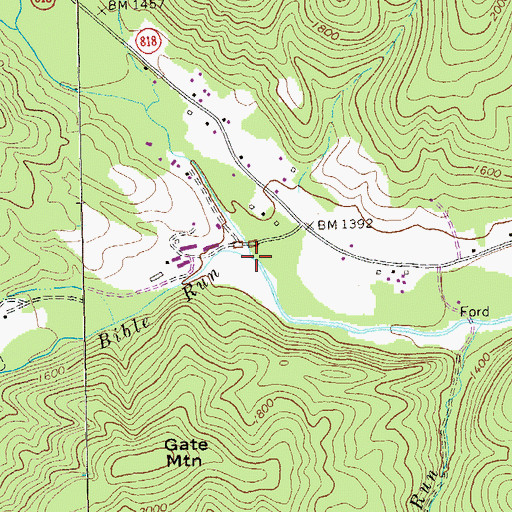 Topographic Map of Bible Run, VA