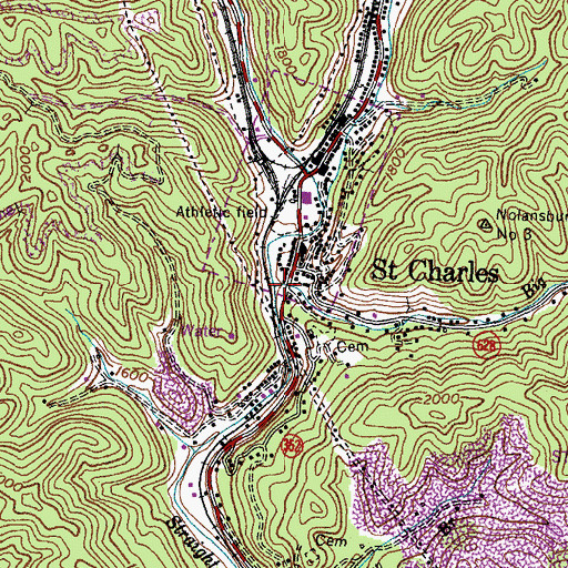 Topographic Map of Big Branch, VA