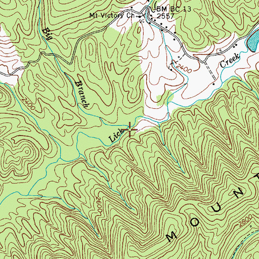 Topographic Map of Big Branch, VA