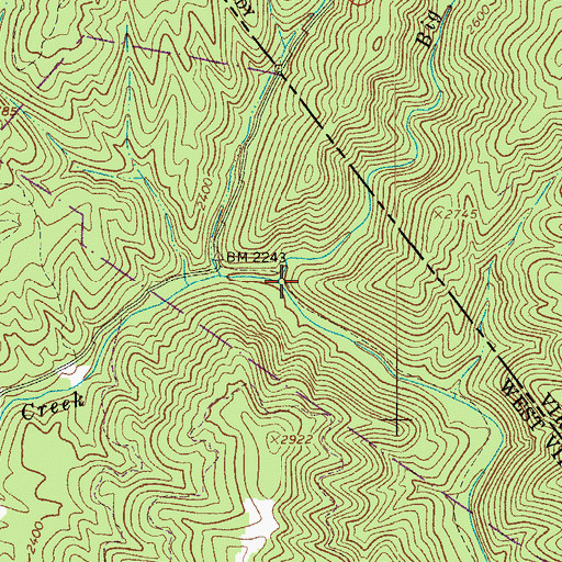Topographic Map of Big Branch, VA
