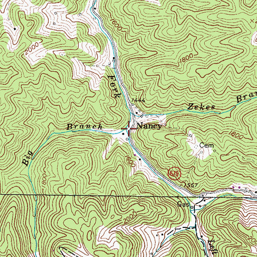 Topographic Map of Big Branch, VA