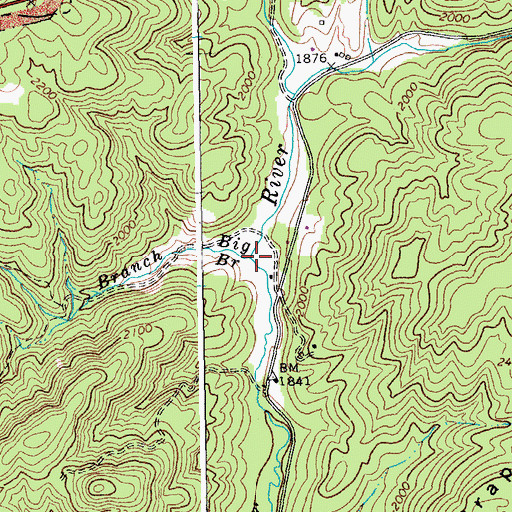 Topographic Map of Big Branch, VA
