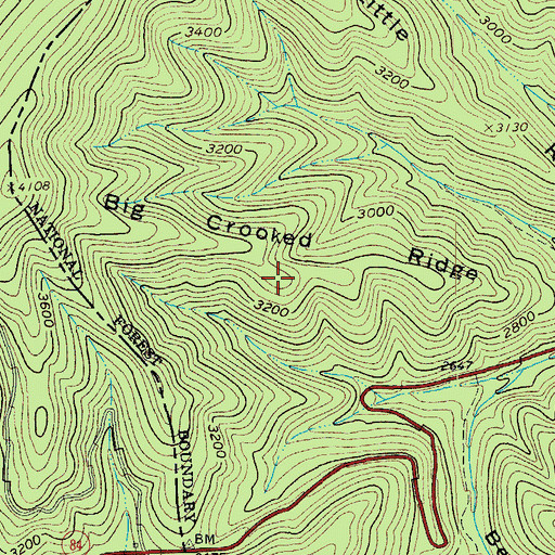 Topographic Map of Big Crooked Ridge, VA