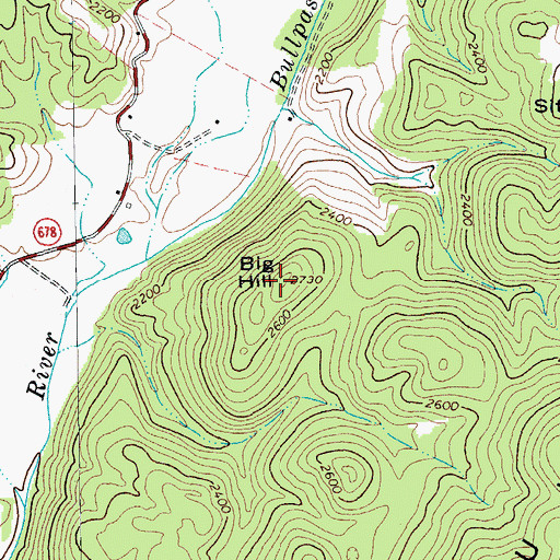 Topographic Map of Big Hill, VA