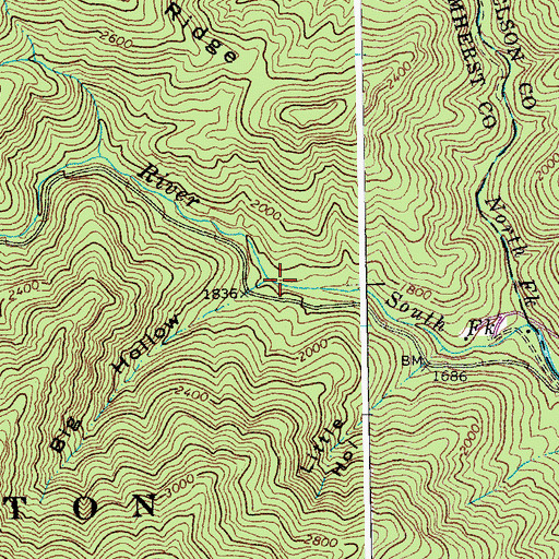 Topographic Map of Big Hollow, VA