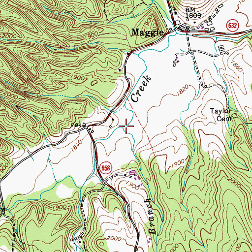 Topographic Map of Big Laurel Branch, VA