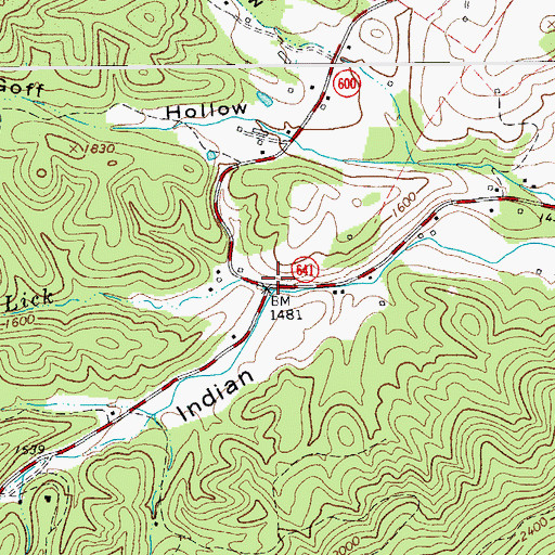 Topographic Map of Big Lick, VA