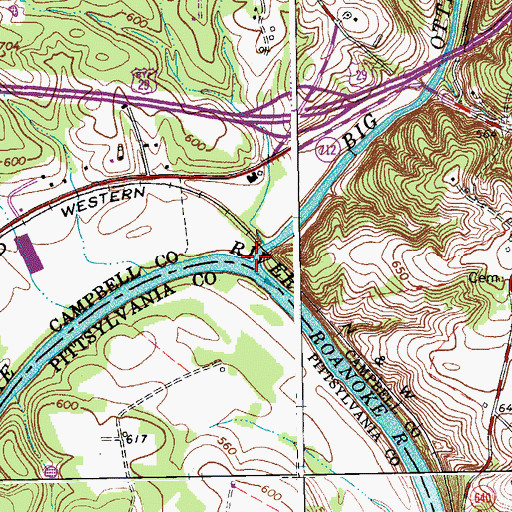 Topographic Map of Big Otter River, VA