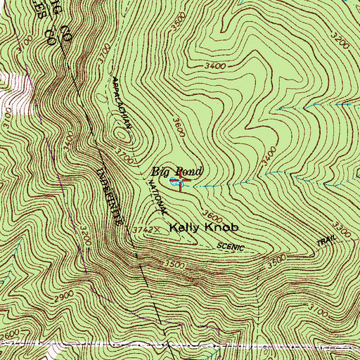 Topographic Map of Big Pond, VA
