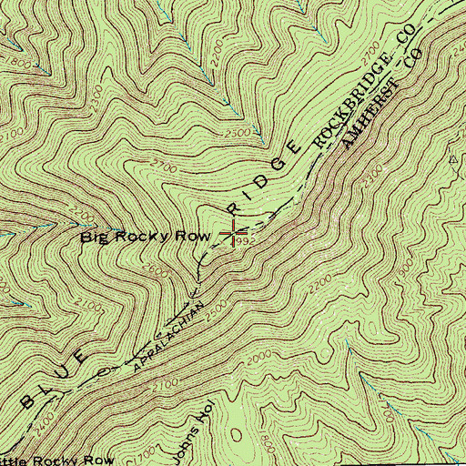 Topographic Map of Big Rocky Row, VA