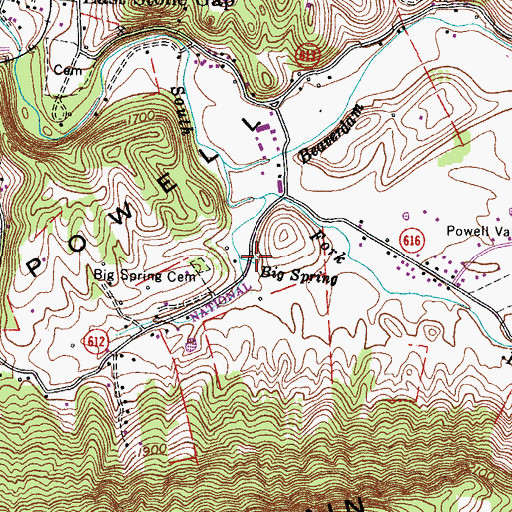 Topographic Map of Big Spring, VA