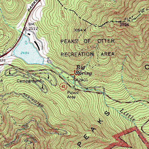 Topographic Map of Big Spring, VA