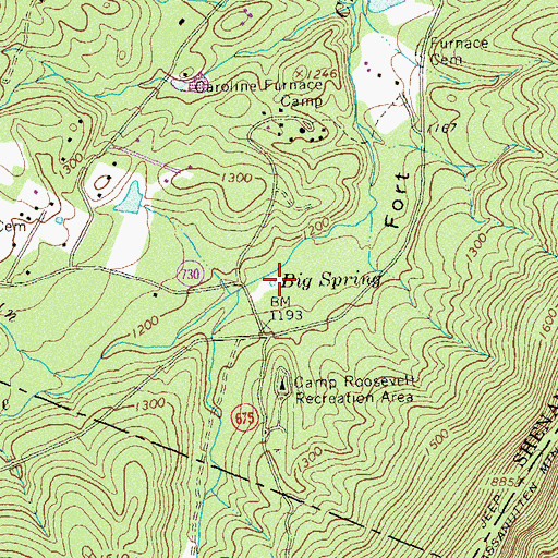 Topographic Map of Big Spring, VA