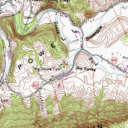 Topographic Map of Big Spring Cemetery, VA