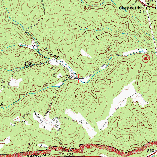 Topographic Map of Billys Branch, VA