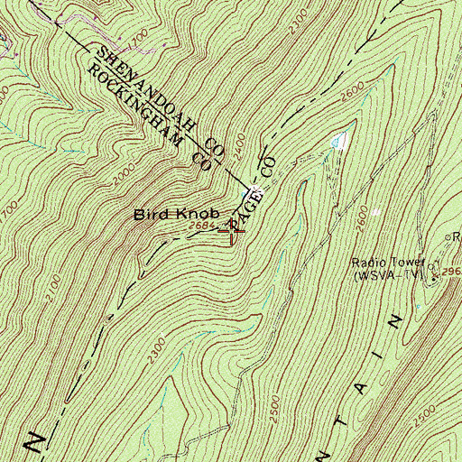 Topographic Map of Bird Knob, VA