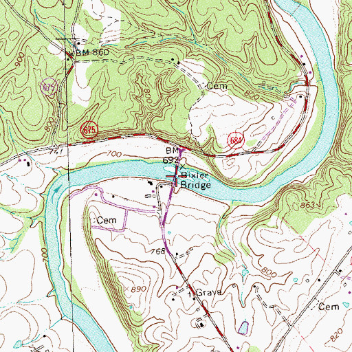 Topographic Map of Bixler Bridge, VA