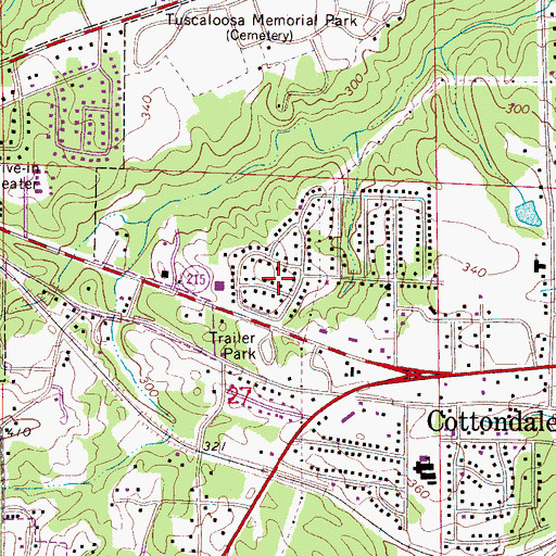 Topographic Map of Glenwood Park, AL