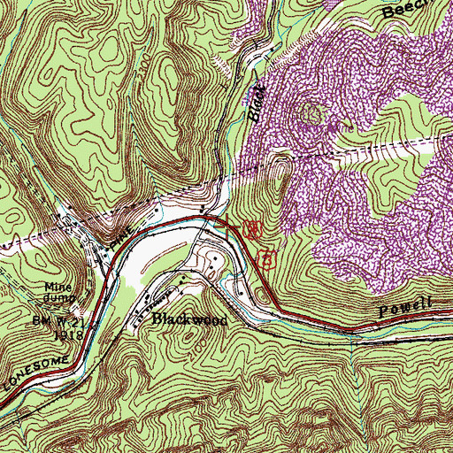 Topographic Map of Black Creek, VA