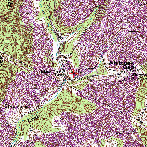 Topographic Map of Black Creek Cemetery, VA