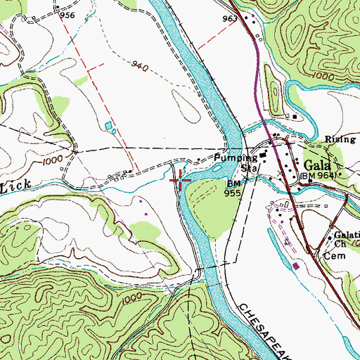 Topographic Map of Black Lick, VA