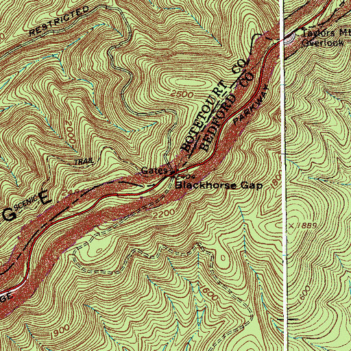 Topographic Map of Blackhorse Gap, VA