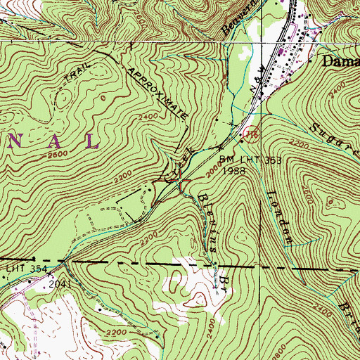 Topographic Map of Blevins Branch, VA